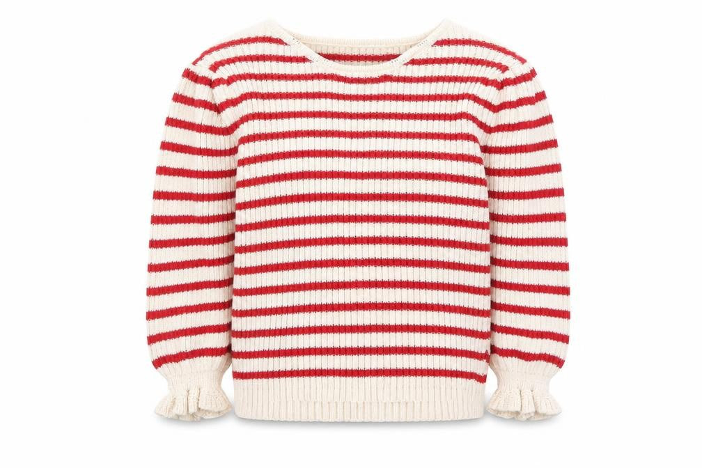 ASOS DESIGN Women’s Red Stripe Boat Neck Ribbed Jumper Size M