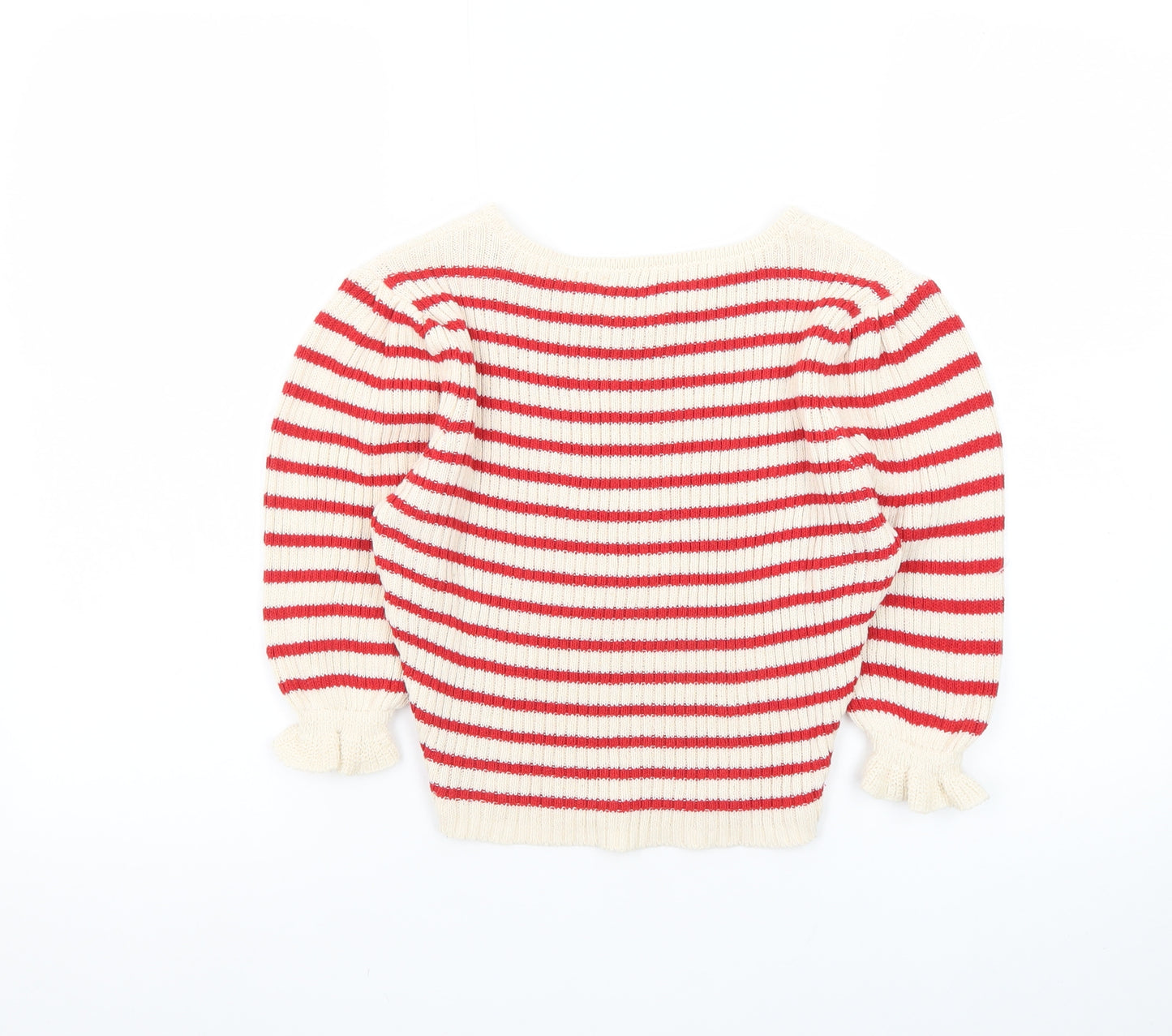 ASOS DESIGN Women’s Red Stripe Boat Neck Ribbed Jumper Size M