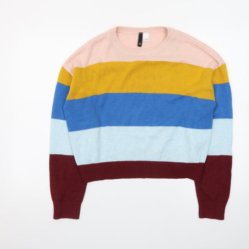 H&M Divided Women's Multicoloured Striped Knit Jumper Size S