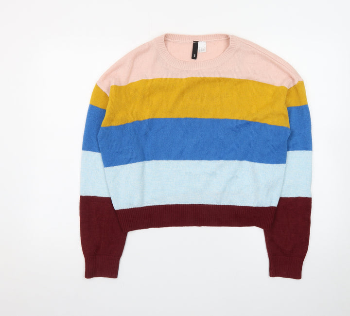 H&M Divided Women's Multicoloured Striped Knit Jumper Size S