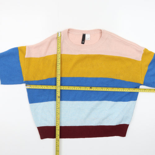 H&M Divided Women's Multicoloured Striped Knit Jumper Size S