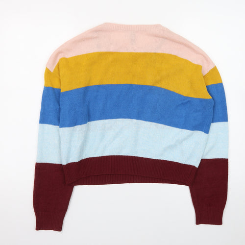 H&M Divided Women's Multicoloured Striped Knit Jumper Size S