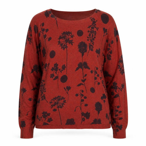Marks and Spencer Womens Brown Floral Crew Neck Jumper Size 14