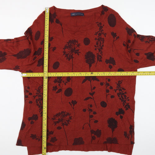 Marks and Spencer Womens Brown Floral Crew Neck Jumper Size 14