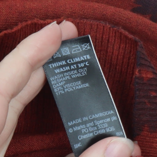 Marks and Spencer Womens Brown Floral Crew Neck Jumper Size 14