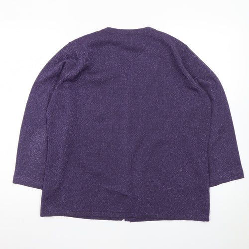 Bm Womens Purple Beaded V-Neck Cardigan Size M Acrylic Knit
