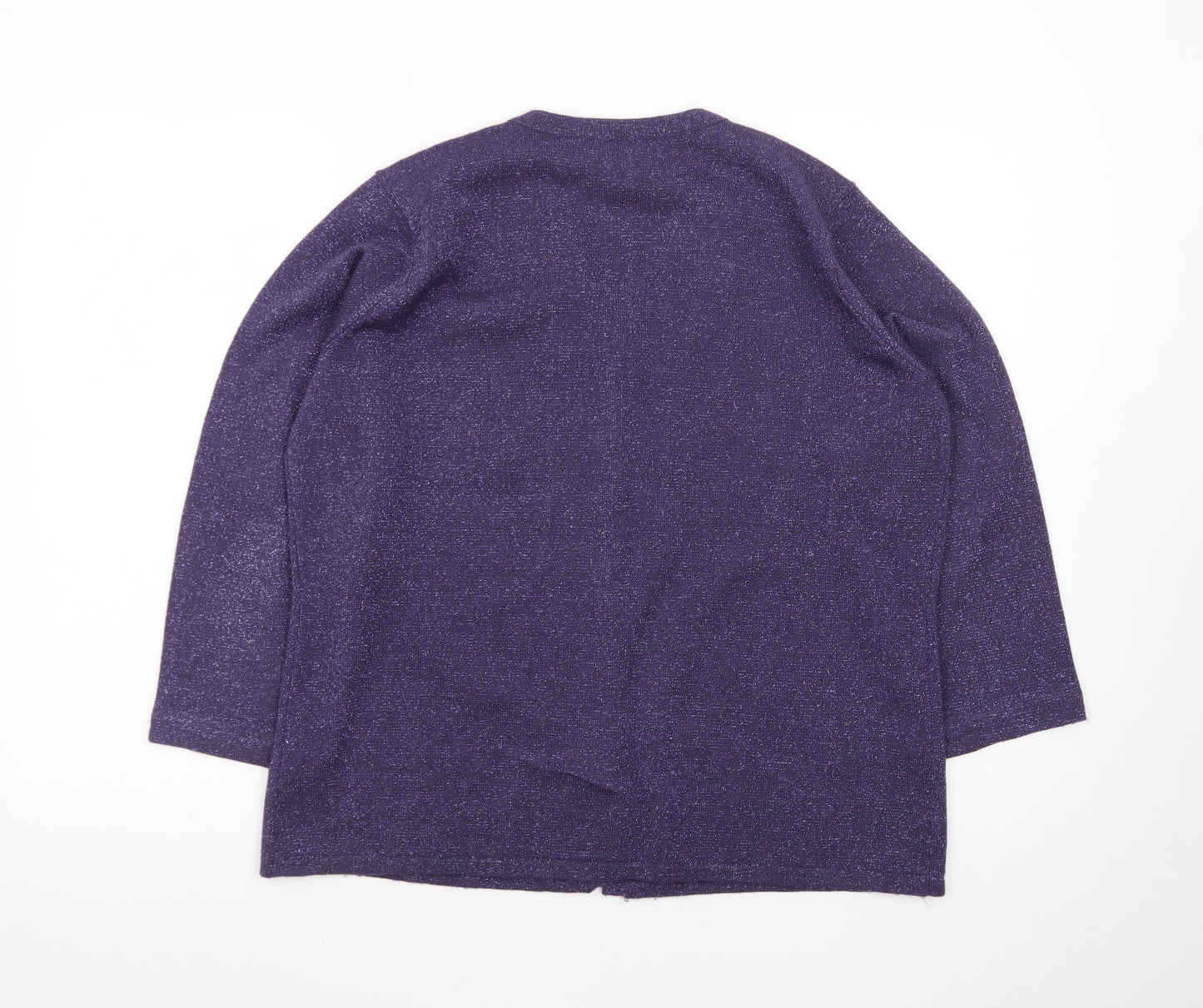 Bm Womens Purple Beaded V-Neck Cardigan Size M Acrylic Knit