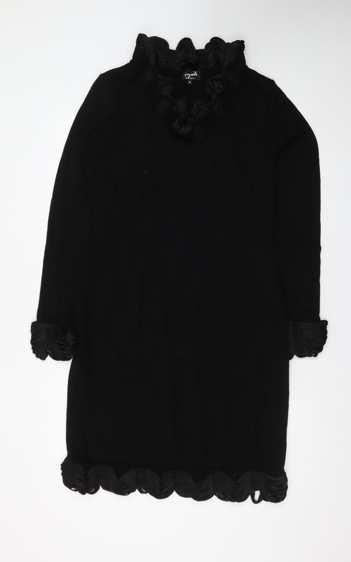 Marks and Spencer Women Black Wool Blend Shift Dress Size 14