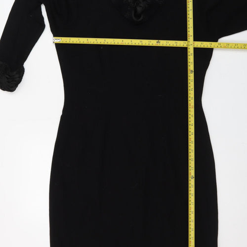 Marks and Spencer Women Black Wool Blend Shift Dress Size 14