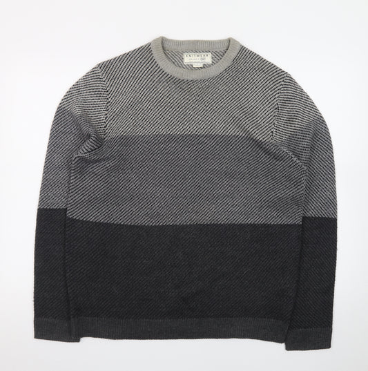 F&F Men’s Grey Cotton Blend Crew Neck Pullover Jumper Size L