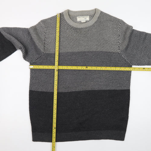 F&F Men’s Grey Cotton Blend Crew Neck Pullover Jumper Size L