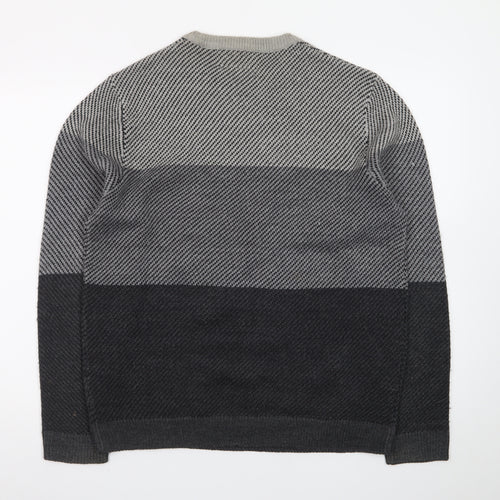 F&F Men’s Grey Cotton Blend Crew Neck Pullover Jumper Size L