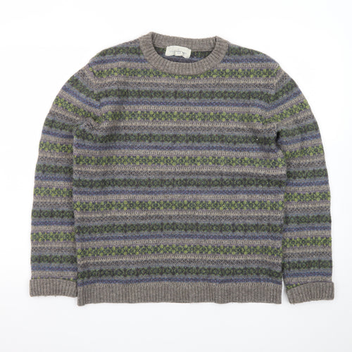 Seasalt Cornwall Men's Grey Fair Isle Wool Jumper M