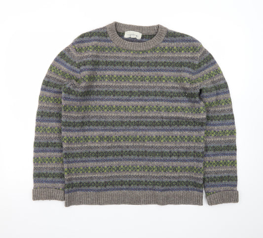 Seasalt Cornwall Men's Grey Fair Isle Wool Jumper M