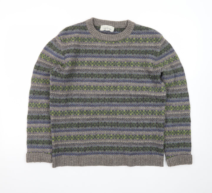 Seasalt Cornwall Men's Grey Fair Isle Wool Jumper M