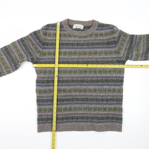 Seasalt Cornwall Men's Grey Fair Isle Wool Jumper M
