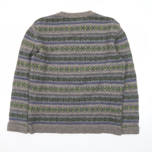 Seasalt Cornwall Men's Grey Fair Isle Wool Jumper M