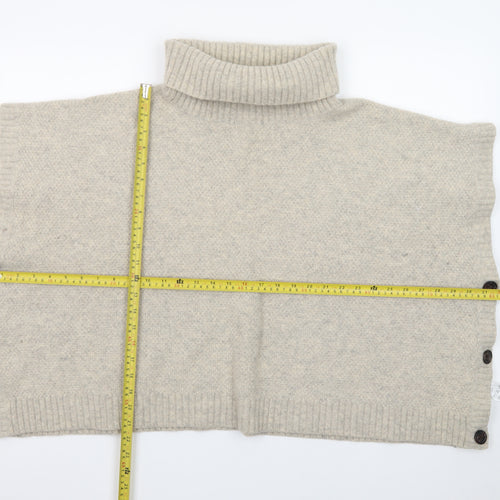 Seasalt Cornwall Women Beige Roll Neck Wool Cape Jumper One Size
