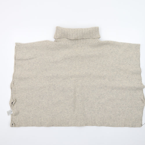 Seasalt Cornwall Women Beige Roll Neck Wool Cape Jumper One Size