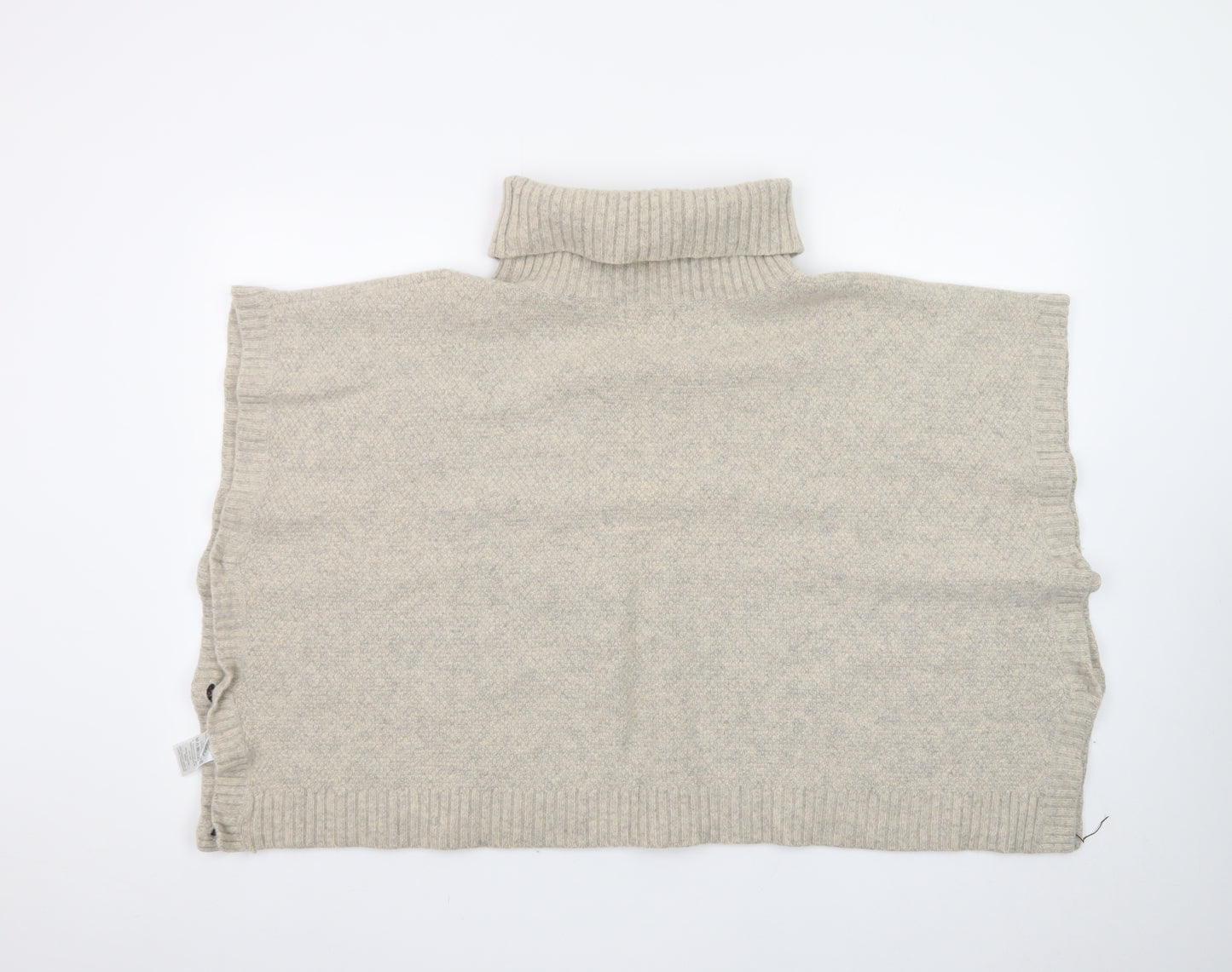 Seasalt Cornwall Women Beige Roll Neck Wool Cape Jumper One Size