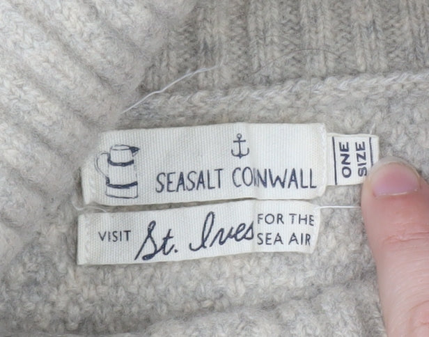 Seasalt Cornwall Women Beige Roll Neck Wool Cape Jumper One Size