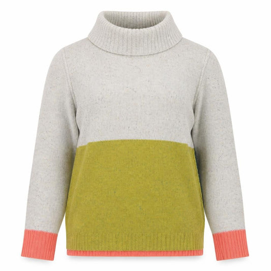Front view of White Stuff Women’s Multicoloured Roll Neck Wool Blend Jumper, size UK 10