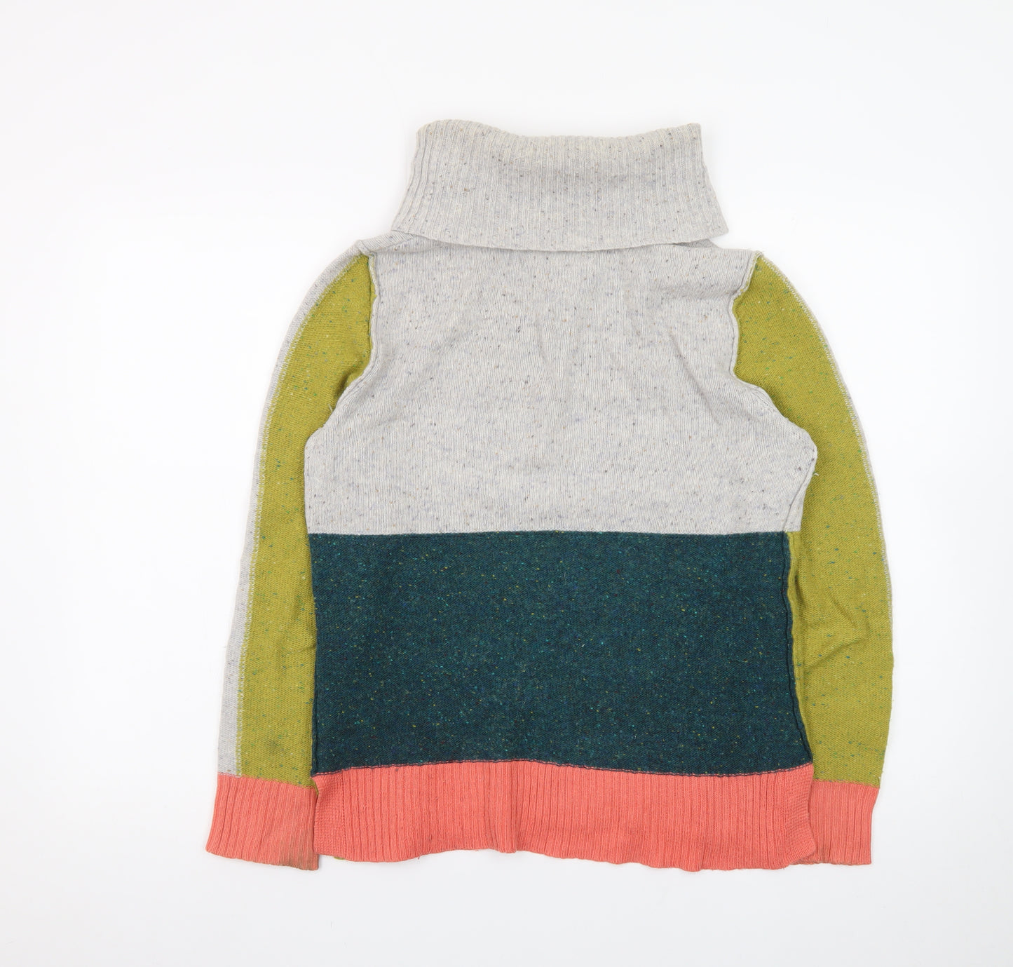 White Stuff Women’s Multicoloured Roll Neck Wool Blend Jumper Size 10