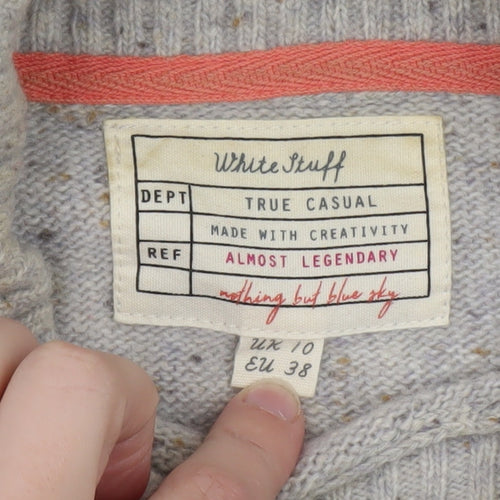 White Stuff Women’s Multicoloured Roll Neck Wool Blend Jumper Size 10
