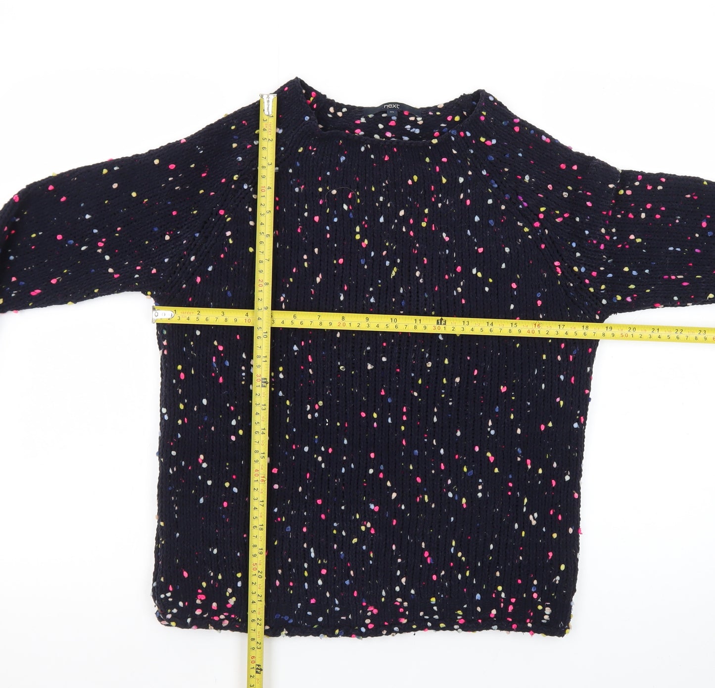 Next Womens Navy Multicoloured Knit Jumper XS Long Sleeve