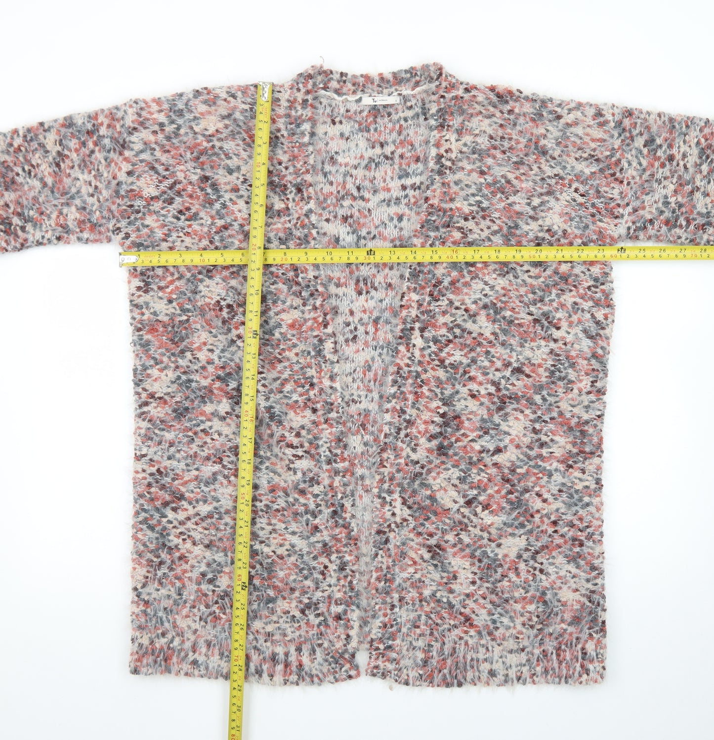 Tu Women Multicoloured Size 12 Chunky Knit Open Cardigan