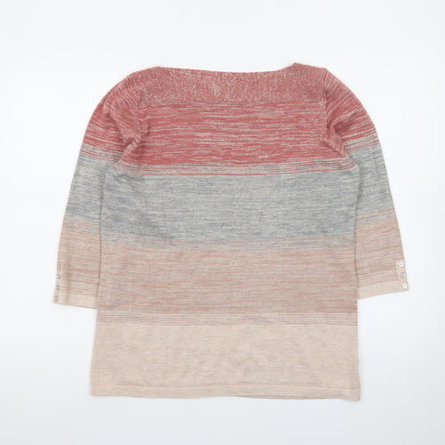 Next Women’s Multicoloured Stripe Knit Jumper UK 16 Boat Neck