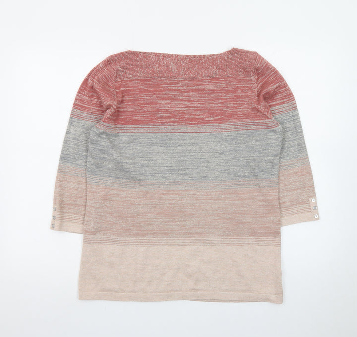 Next Women’s Multicoloured Stripe Knit Jumper UK 16 Boat Neck