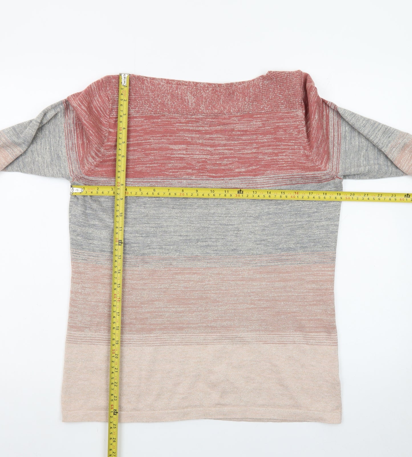Next Women’s Multicoloured Stripe Knit Jumper UK 16 Boat Neck