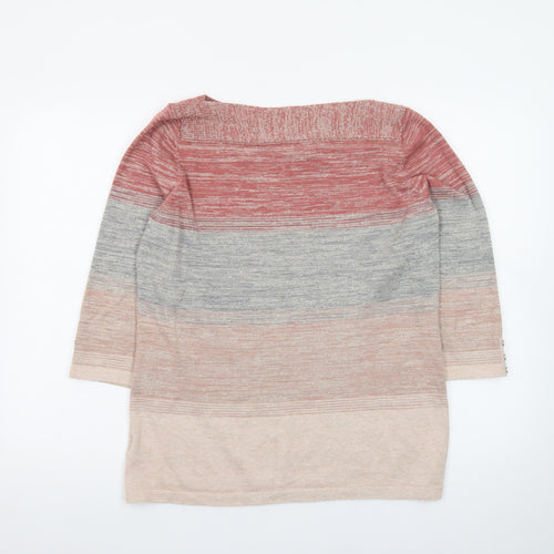 Next Women’s Multicoloured Stripe Knit Jumper UK 16 Boat Neck