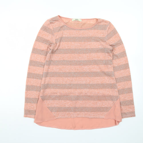 Oasis Women’s Pink Striped Glitter Knit Pullover Jumper XS