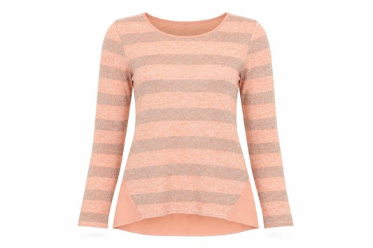 Front view of Oasis Women’s Pink Striped Glitter Knit jumper XS