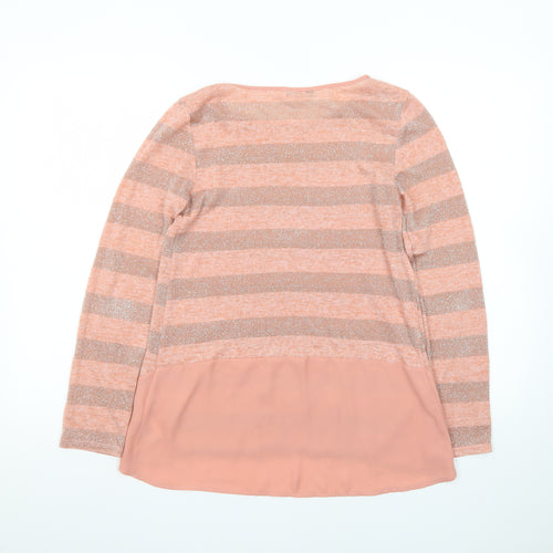 Oasis Women’s Pink Striped Glitter Knit Pullover Jumper XS