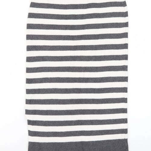Marks and Spencer Women’s Grey Striped Knit Pencil Midi Skirt S