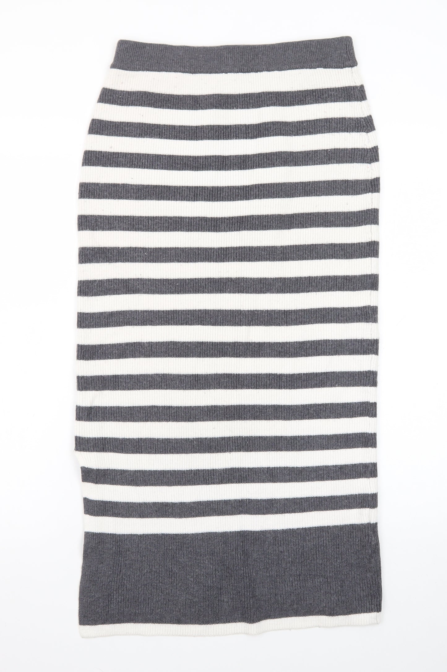 Marks and Spencer Women’s Grey Striped Knit Pencil Midi Skirt S