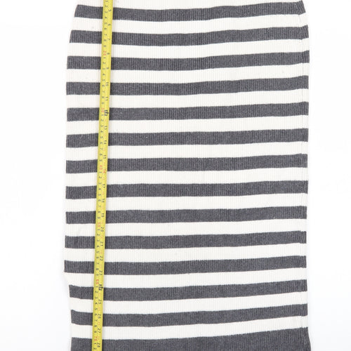 Marks and Spencer Women’s Grey Striped Knit Pencil Midi Skirt S
