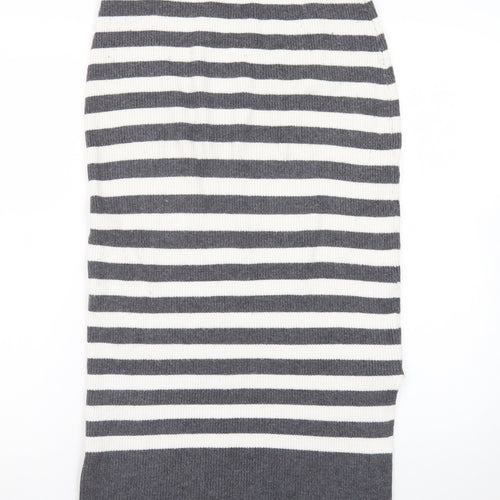 Marks and Spencer Women’s Grey Striped Knit Pencil Midi Skirt S