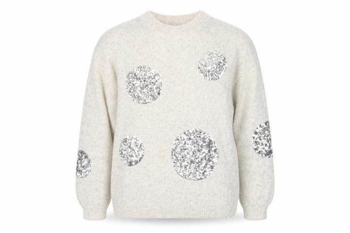 Marks & Spencer Women Silver Sequin Cream Jumper Size M Wool Blend
