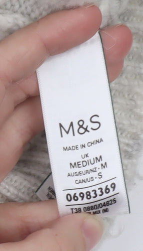 Marks and Spencer Women Silver Sequin Cream Jumper Size M Wool Blend