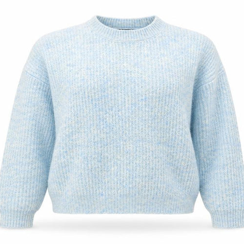 Parfois Women Blue Wool Blend Chunky Knit Crew Neck Jumper One Size