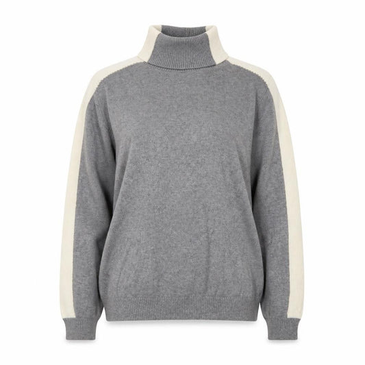 Front view of Marks & Spencer women’s grey roll neck knit jumper, size L