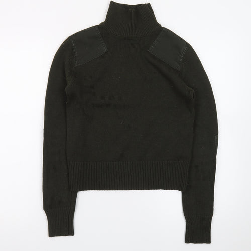 Zara Women Black Roll Neck Cotton Pullover Jumper Size 12