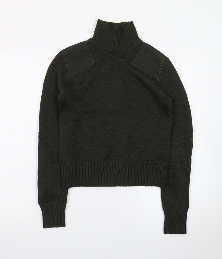 Zara Women Black Roll Neck Cotton Pullover Jumper Size 12