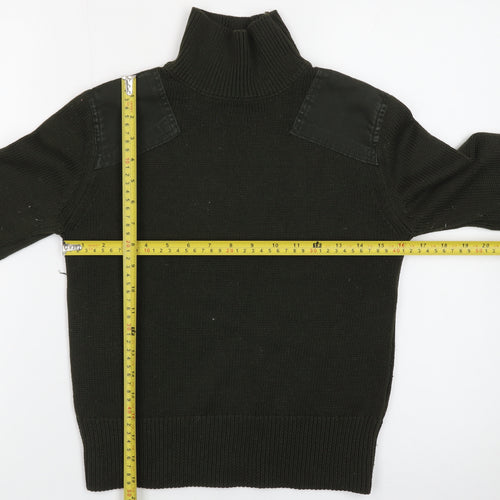 Zara Women Black Roll Neck Cotton Pullover Jumper Size 12