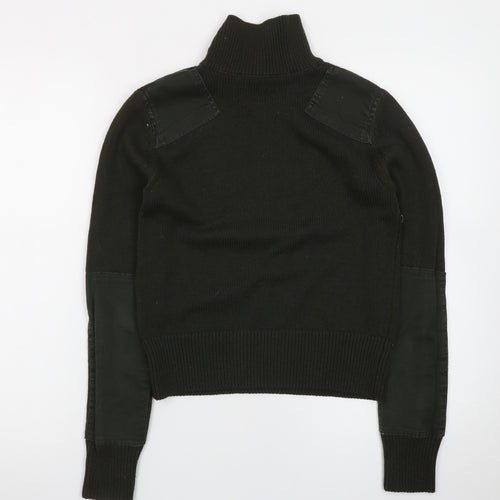 Zara Women Black Roll Neck Cotton Pullover Jumper Size 12