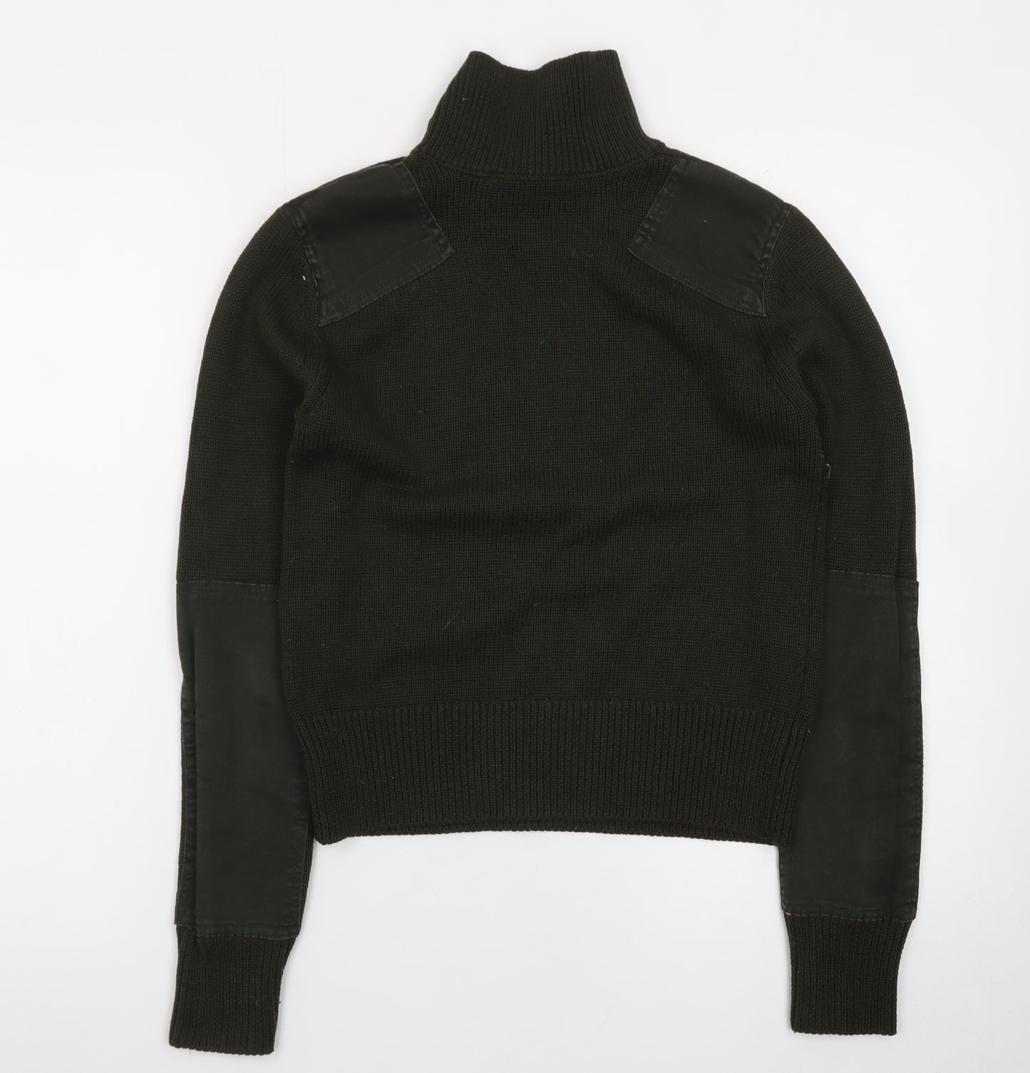 Zara Women Black Roll Neck Cotton Pullover Jumper Size 12